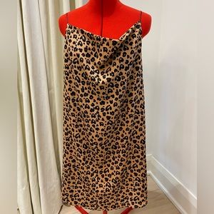 Mini Slip Dress by CRESCENT, Leopard Print, Camel/Black, Cowl Neck (US M)